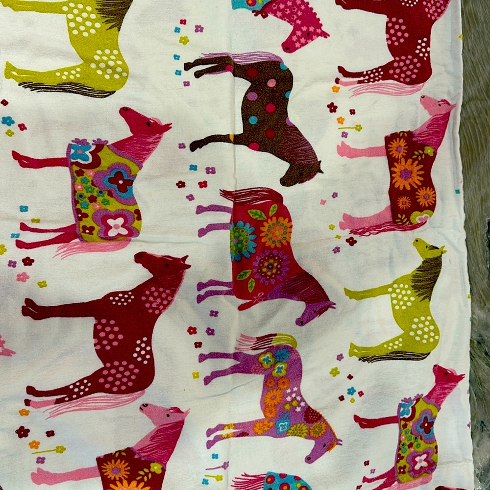 Garnet Hill Pony Horse Flannel Sheet Set Bedding Size Double